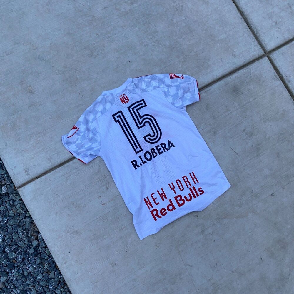 Red Bull New York Adidas Jersey White Red AEROREADY Men’s Medium #15 R. Lobera - Picture 7 of 8